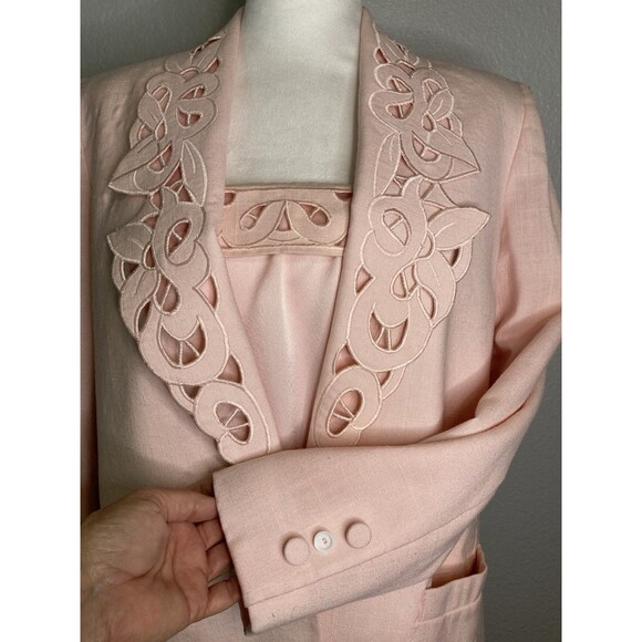 Vintage 90s Kasper ASL Skirt Suit Size 10 Pink 3 Piece Camisole Skirt Jacket - Picture 5 of 15